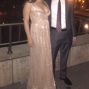 Gold Sequin and Gem La Femme Gown